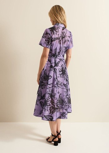 Phase Eight Natalie Lilac Floral Check Dress Purple Canada | FDBMTJ-435